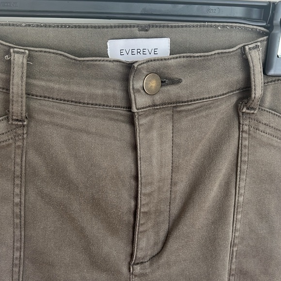 🪅Evereve stretch wide leg olive cropped pant 32 Chic Wide-Leg Khaki Trousers 14 - Picture 5 of 10